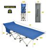 Wide Foldable Camping Cot with Carry Bag-Blue - Color: Blue