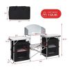 Folding Camping Table with Storage Organizer - Color: Black