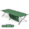 Folding Camping Cot Heavy-duty Camp Bed with Carry Bag-Green - Color: Green