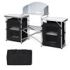 Folding Camping Table with Storage Organizer - Color: Black