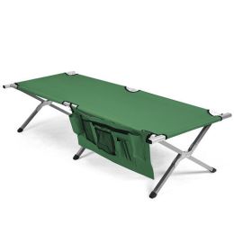 Folding Camping Cot Heavy-duty Camp Bed with Carry Bag-Green - Color: Green