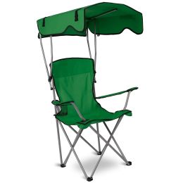 Foldable Beach Canopy Chair Sun Protection Camping Lawn Canopy Chair 330LBS Load Folding Seat (Color: Green)